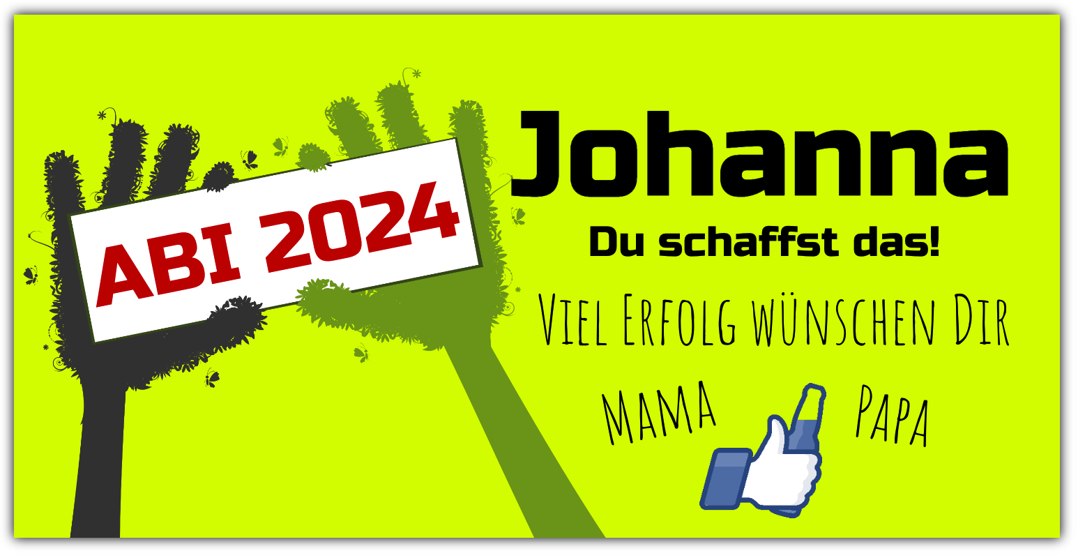 ABI Banner "Hände und Facebookdaumen" inkl. Saum und Ösen alle 50cm — Foto Nr. 2