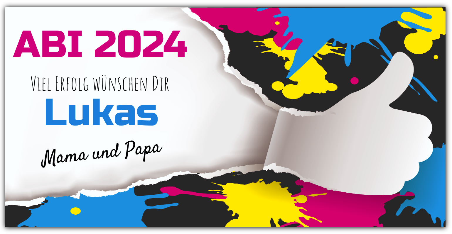 ABI Banner "Daumen" inkl. Saum und Ösen alle 50cm — Foto Nr. 2