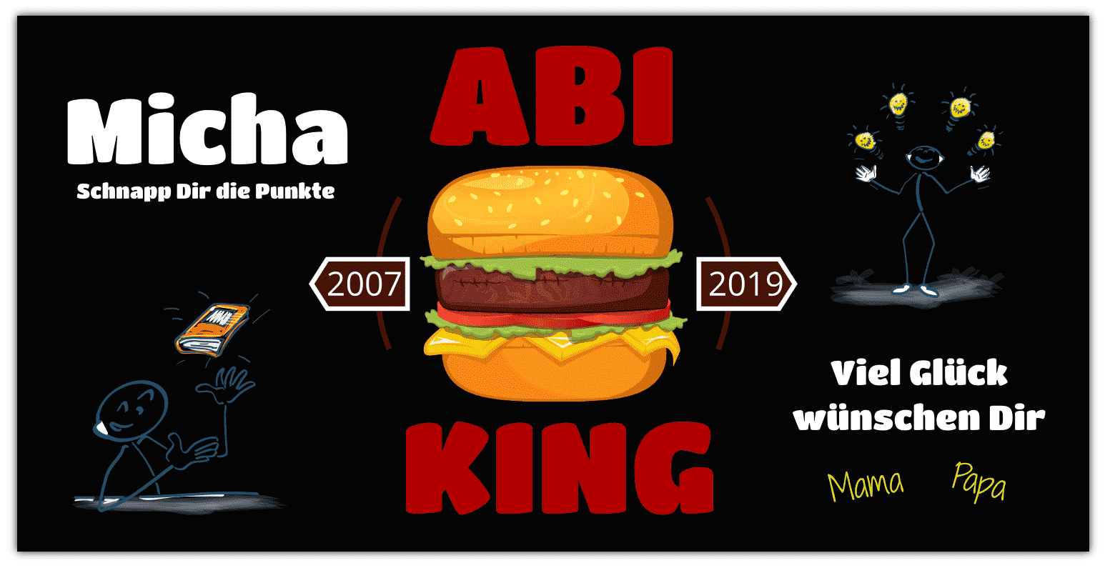 Abi-Banner "ABI-KING" - inkl. Saum und Ösen alle 50cm — Foto Nr. 2