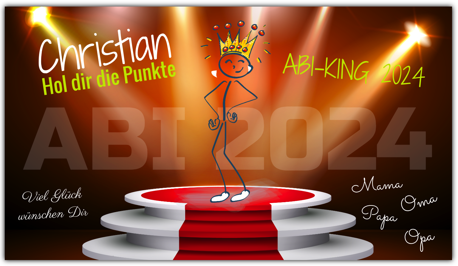 Abi Banner "King of ABI" Banner inkl. Saum und Ösen alle 50cm — Foto Nr. 2