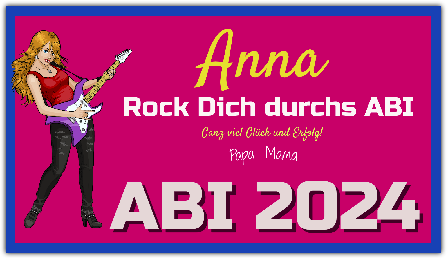 Abi Banner "Rock dich durchs ABI" mit Saum und Ösen alle 50cm / Wähle aus verschiedenen Motiven — Foto Nr. 2
