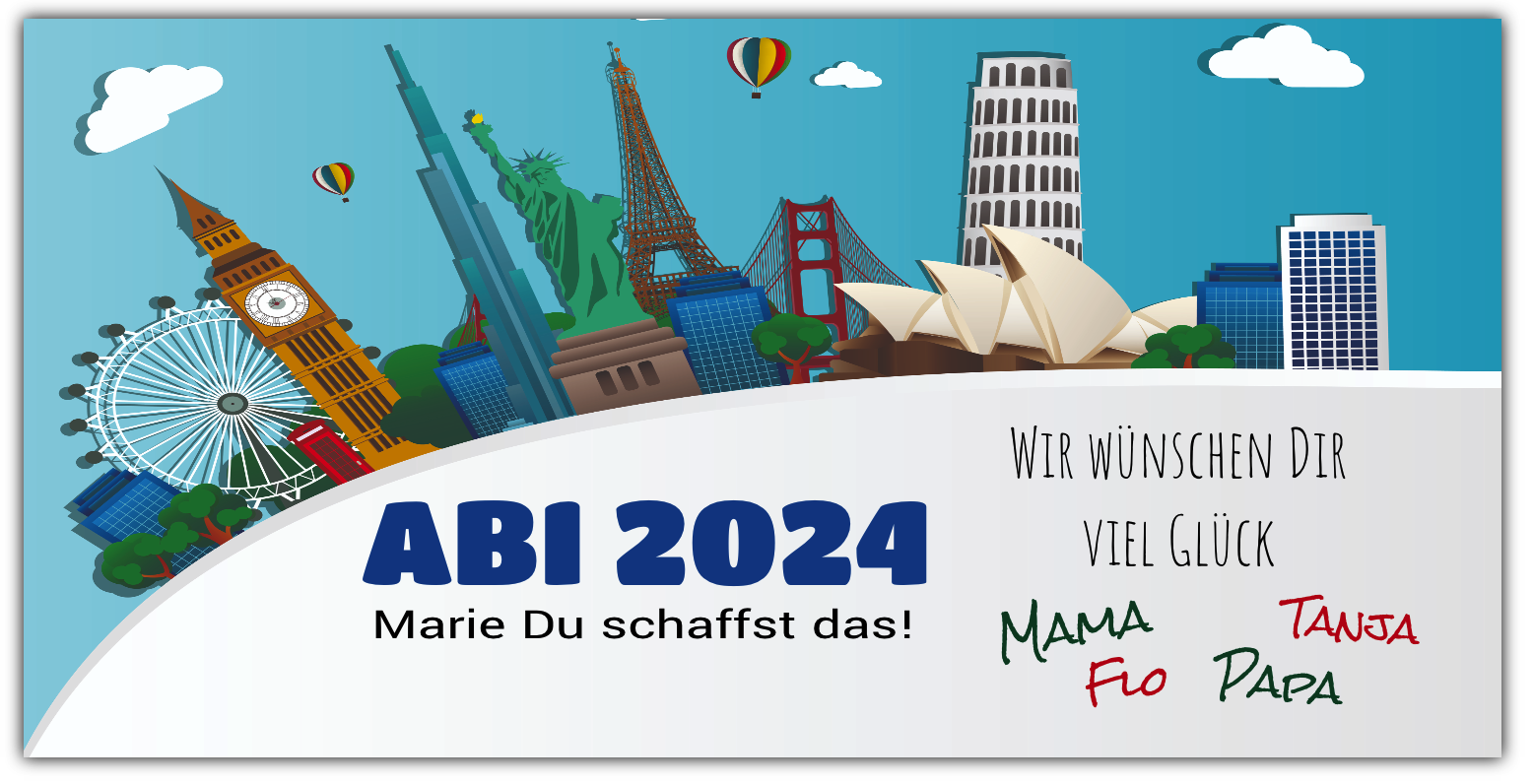 ABI Banner "Weltreise" inkl. Saum und Ösen alle 50cm — Foto Nr. 2