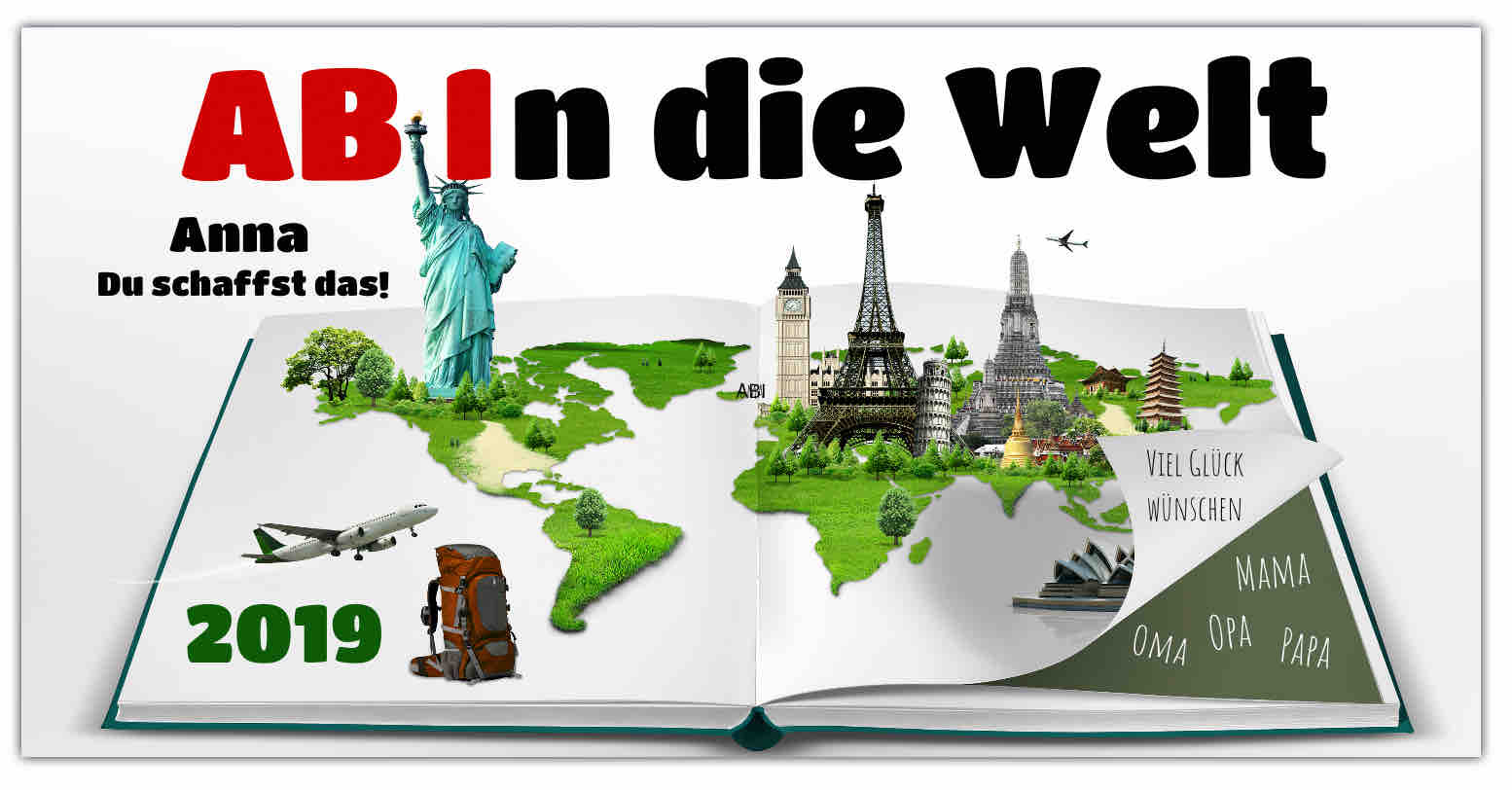 ABI Banner "Weltreise 2" inkl. Saum und Ösen alle 50cm — Foto Nr. 2